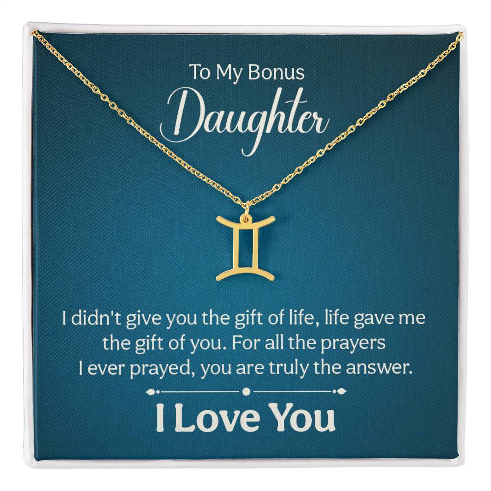 Gift of Life Gemini Zodiac Necklace Gold Tone Standard Box